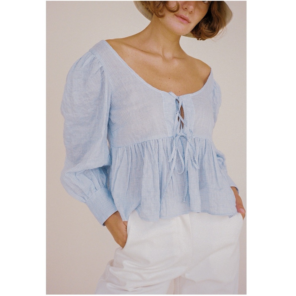 Ciao Lucia XS Benedetta Top Baby Blue Sustainable Stripe - Picture 5 of 12